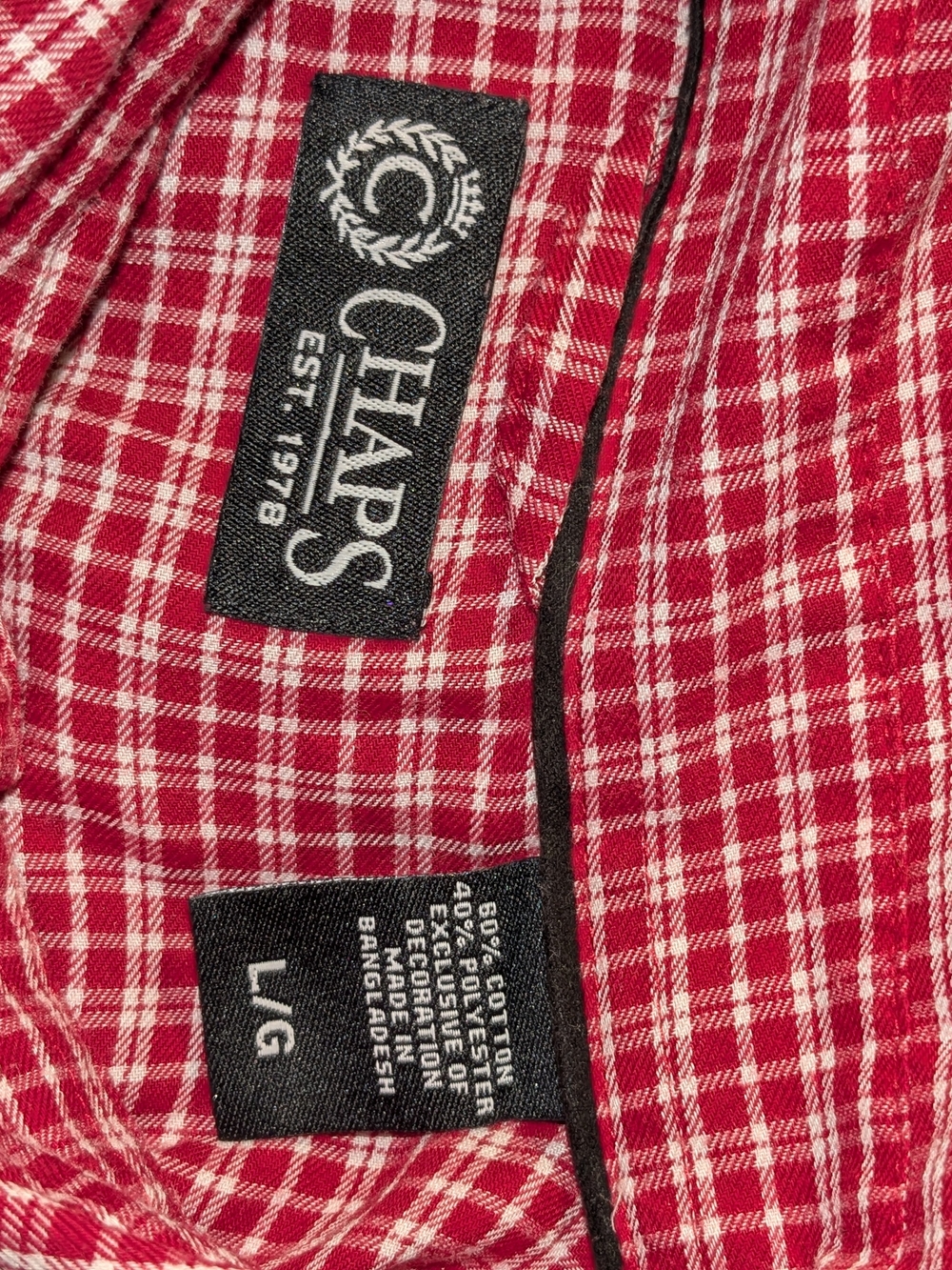 Chaps Size Large Red/White Check Shirt - Picture 4 of 8